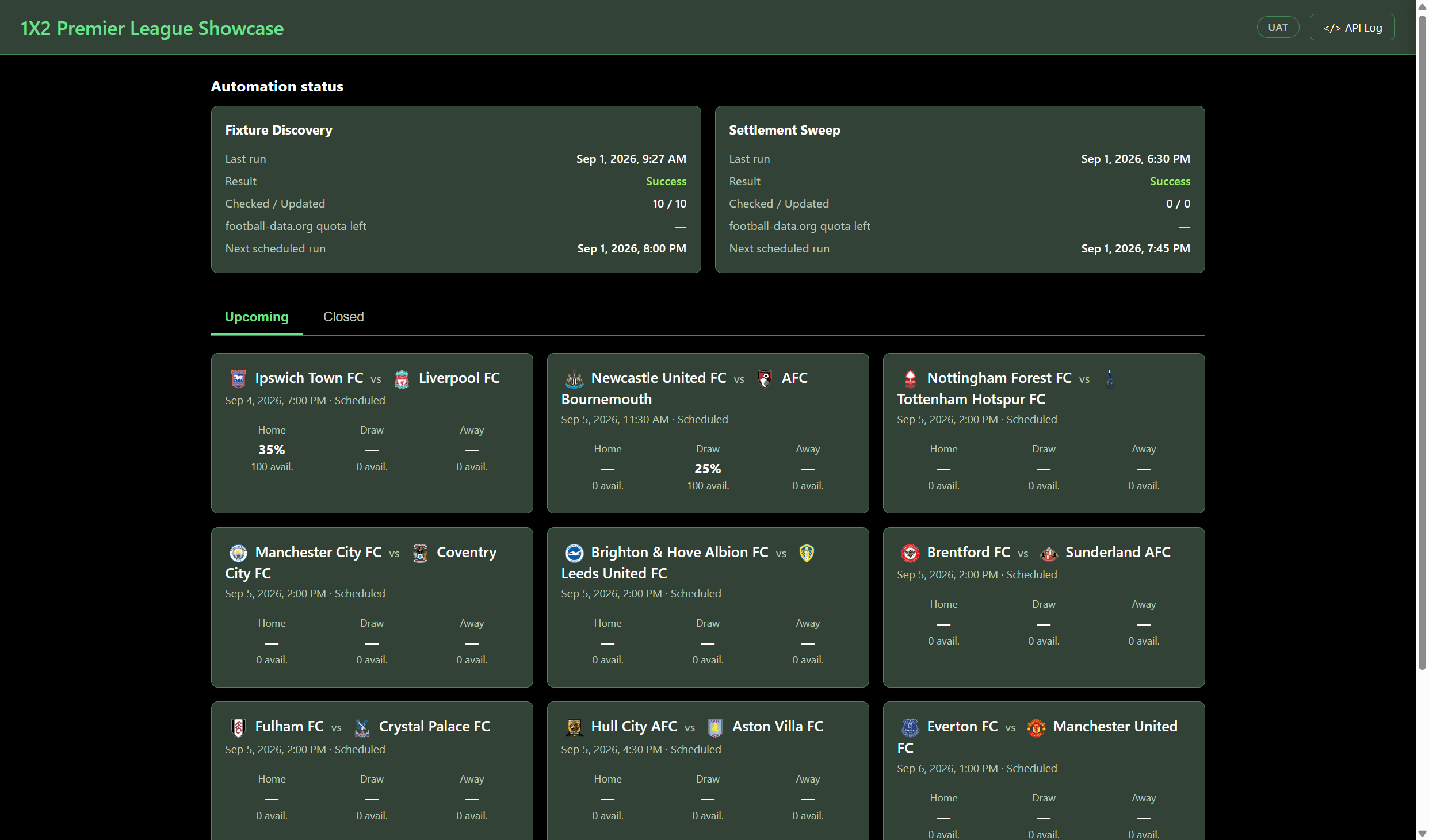 Upcoming matches