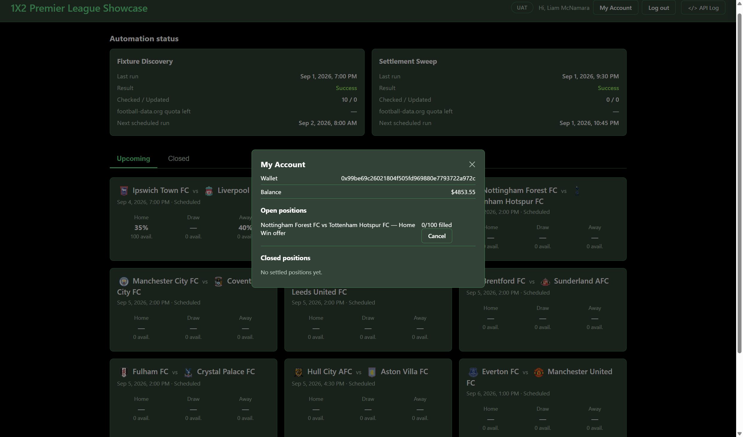 Account panel