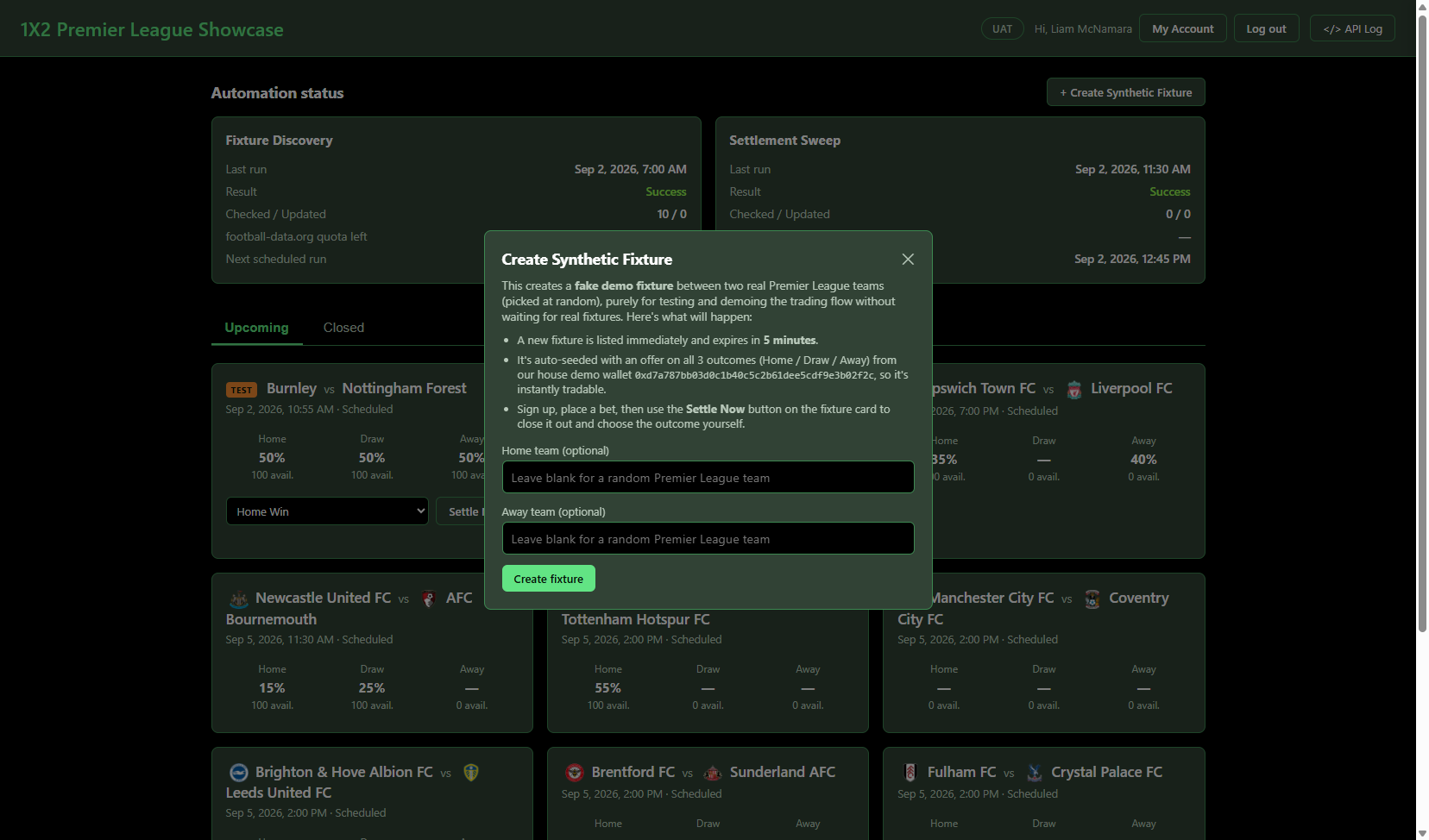 Create Synthetic Fixture dialog
